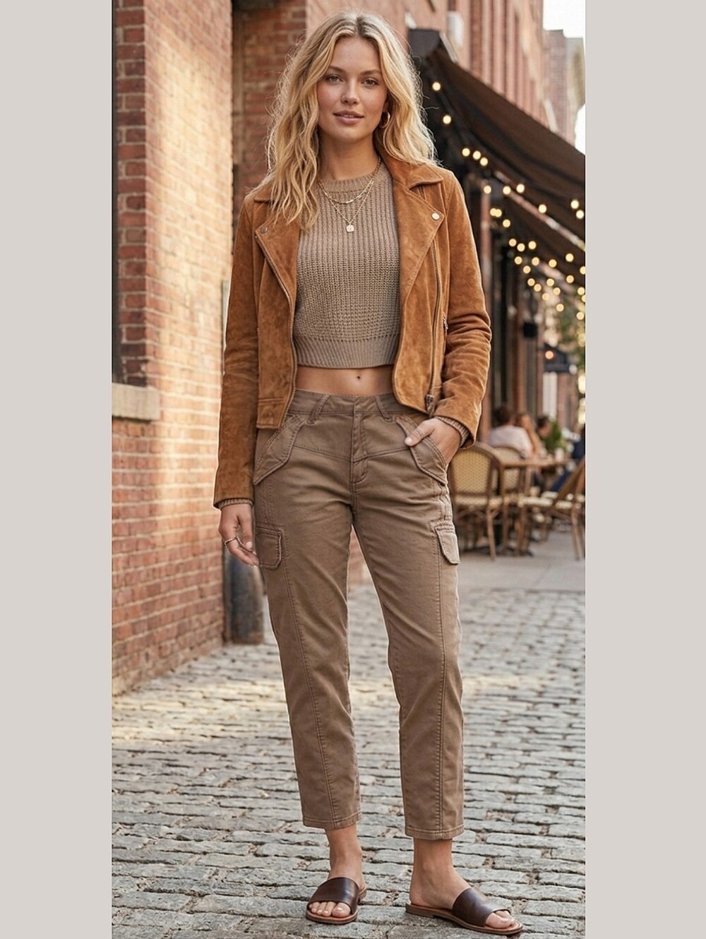 VINTAGE GAP V YOKE RETRO KHAKI UTILITY CARGO SLIM FIT ANKLE PANT